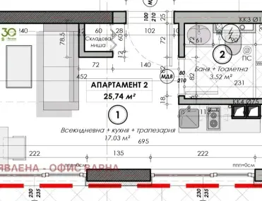 1-стаен, Траката, Варна - снимка 2 от 4