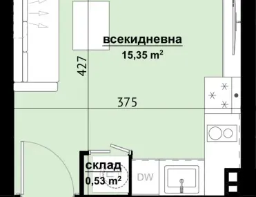 1-стаен, Братя Миладинови, Бургас - снимка 2 от 5